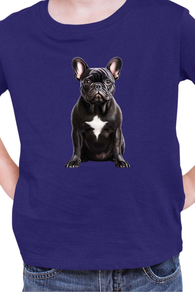 Kinder T-Shirt Dogs Breeds French Bulldog Dog Breed 006, 7-8 Jahr - 128 / Dunkelblau