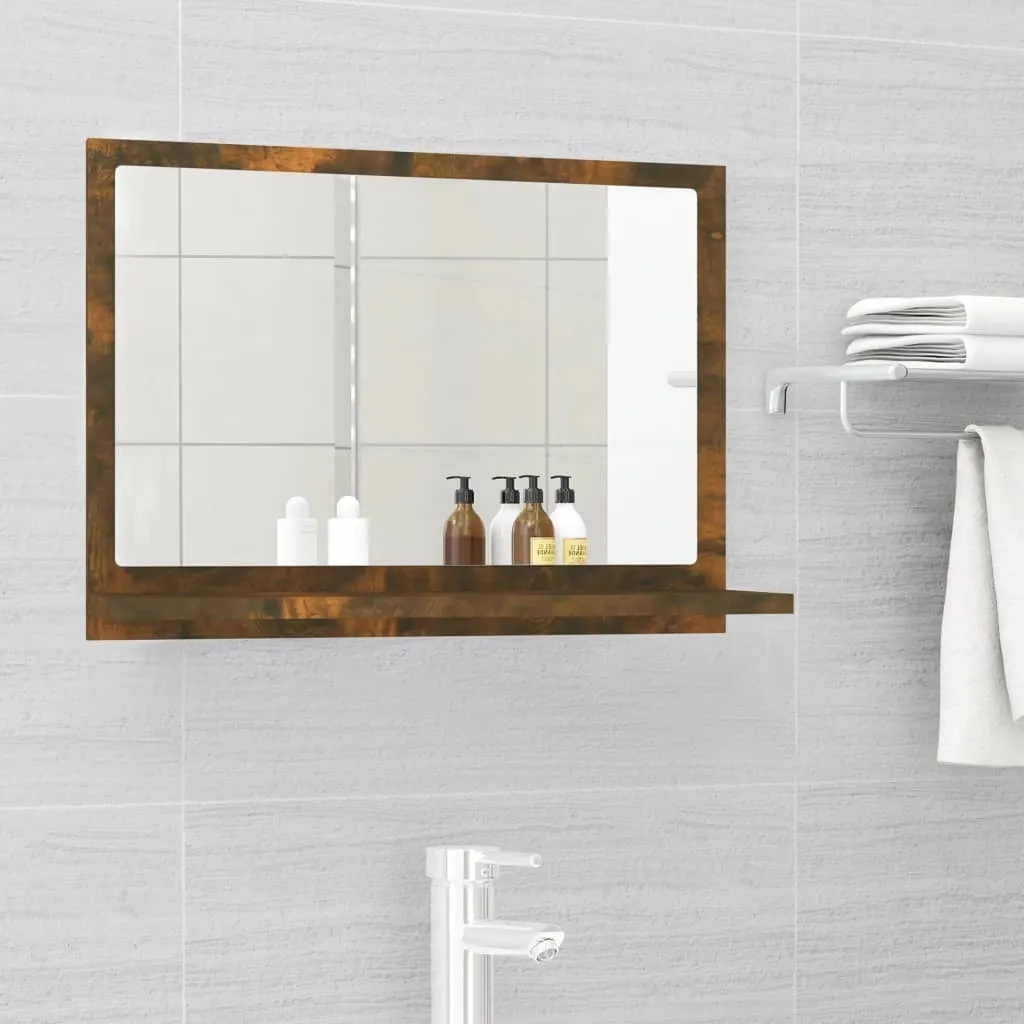Specchio Bagno Rovere Fumé 60x10.5x37 cm con Ripiano | The Living Store