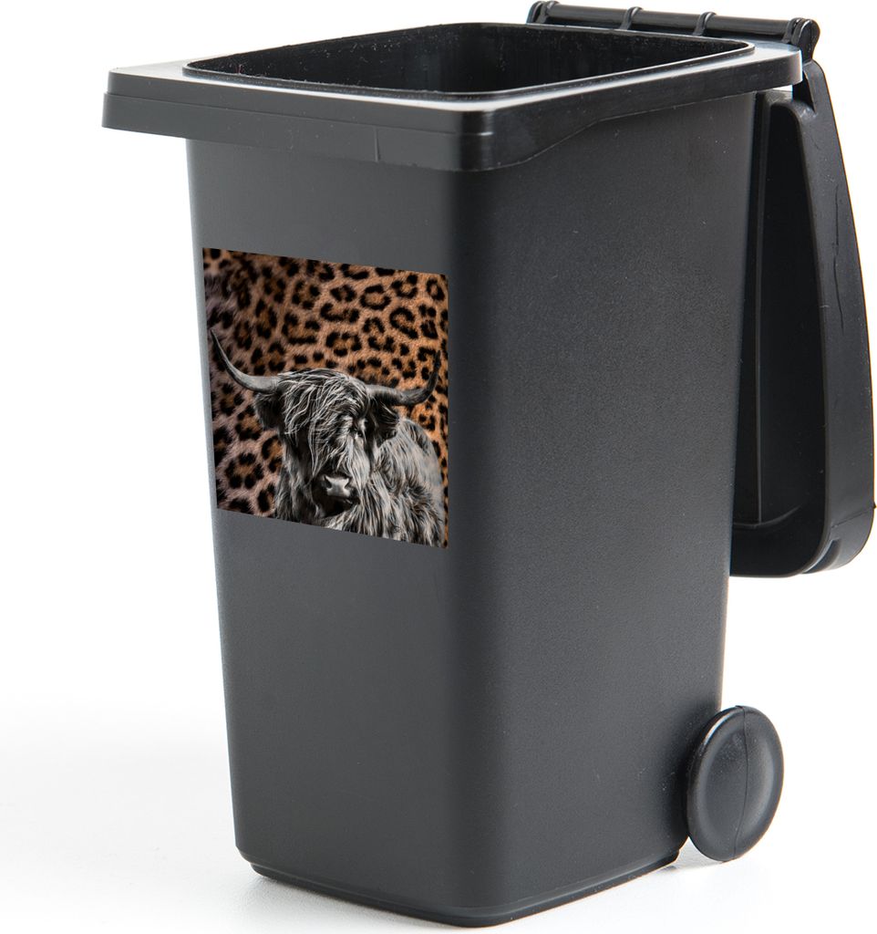 MuchoWow Mülltonnenaufkleber Schottischer Highlander - Schwarz - Panther 40x40 cm - Abfall-Aufkleber - Container - für Abfallcontainer