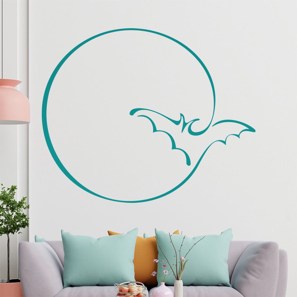 Fledermaus Linien Wandtattoo in 6 Größen - Wandaufkleber Wall Sticker - Dekoration, Küche, Wohnzimmer, Schlafzimmer, Badezimmer