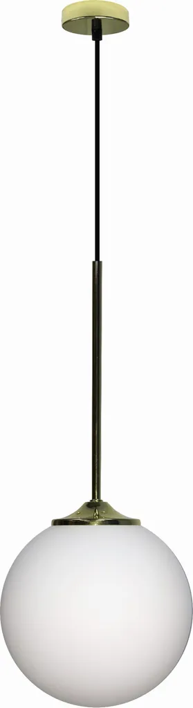 Suspension design dorée 1xE27 globe en verre blanc, luminaire chic 90cm