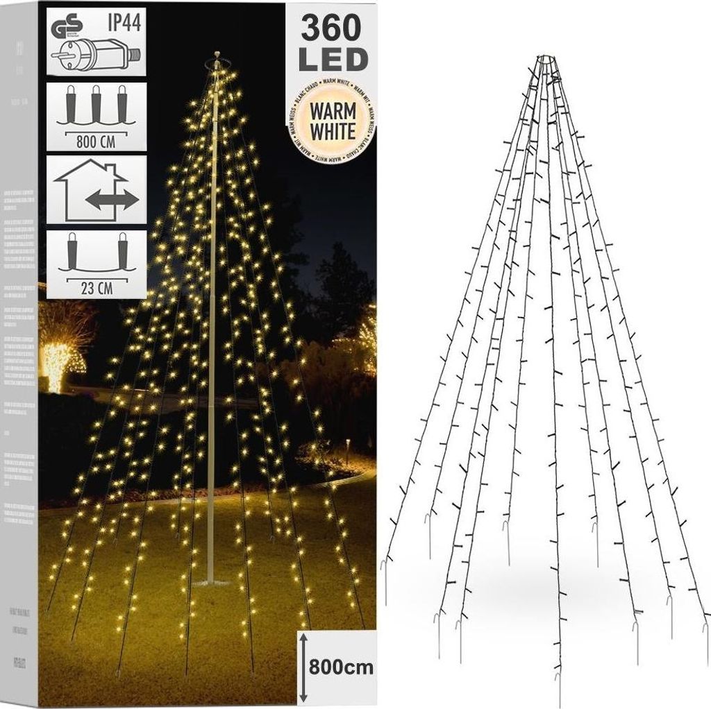 ECD Germany Fahnenmast Lichterkette 10 Stränge 8m mit 360 Produktbild 