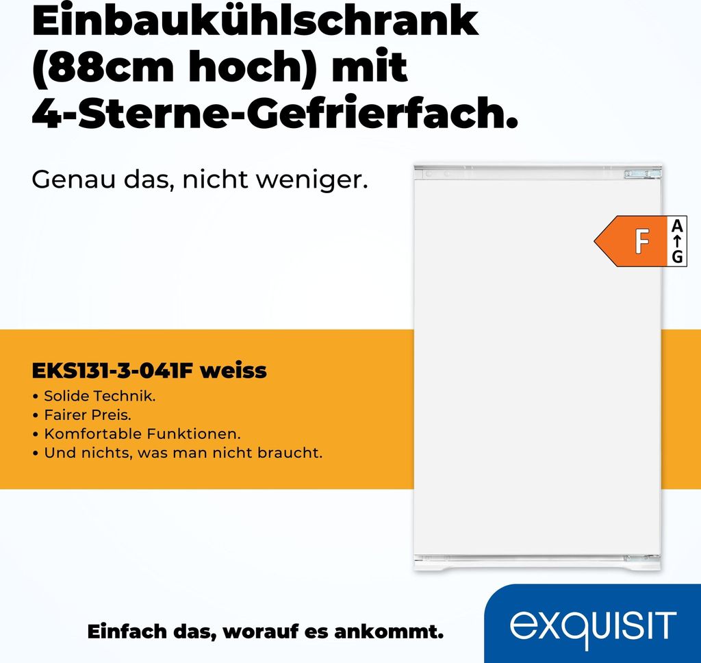 Exquisit Einbaukühlschrank EKS131-3-040F | Einbaugerät | Produktbild 2
