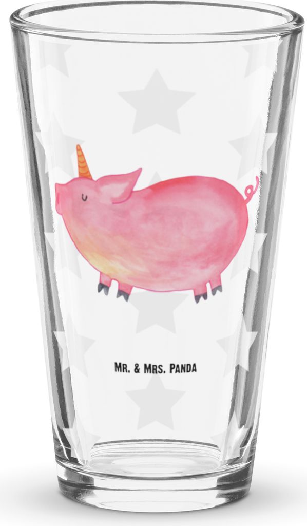 Mr. & Mrs. Panda Bierglas Einhorn Schwein - Transparent - Geschenk, Einhörner, Glas, English, Cocktailglas, Tumbler, Longdrinkglas, Unicorn, Engli...