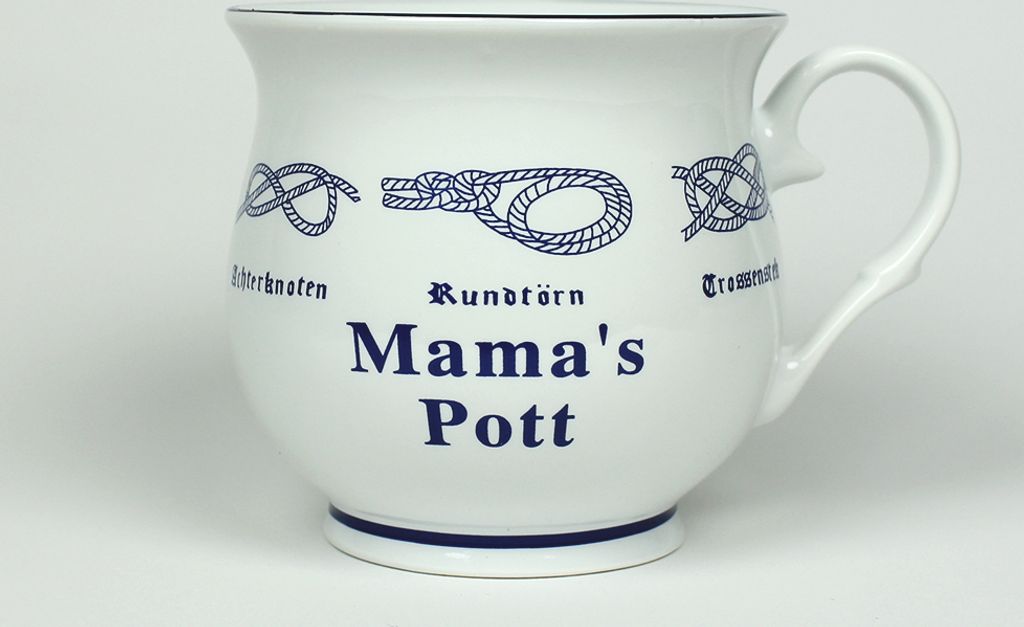 Mama´s Pott mit Seemannsknoten bauchig Kaffeebecher Produktbild 