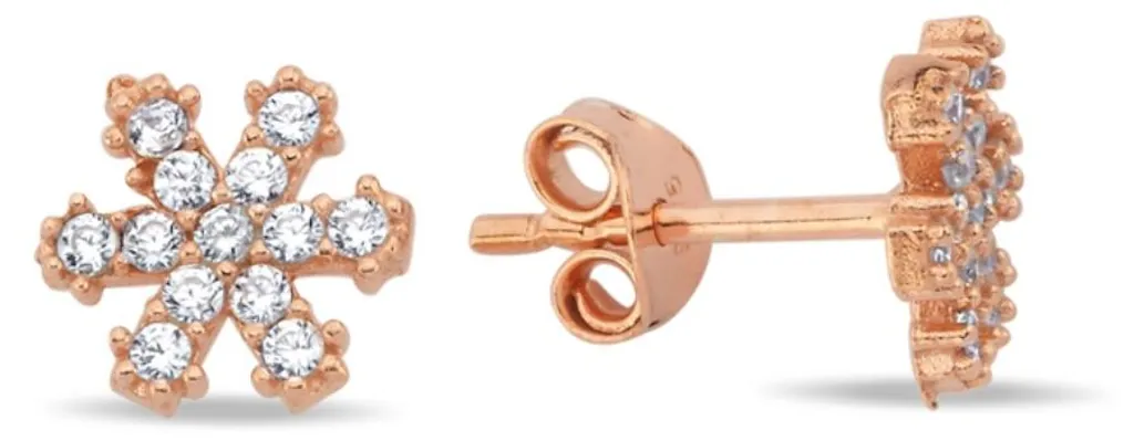 Boucles d'oreilles argent 925 flocon de neige, cadeau d'hiver élégant femme
