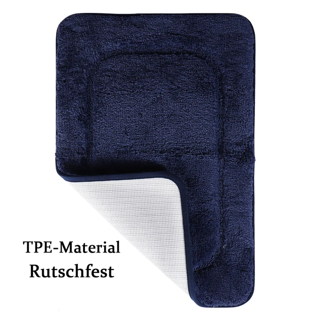 Tapis de douche absorbant bleu nuit lavable en machine format 50x80cm - 2