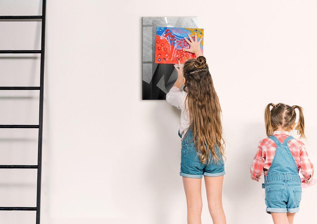 Magnetische Notiztafel - Schwarzer Marker + Schwamm + Magnete - 40 x 60 cm - Geometrische Abstraktion