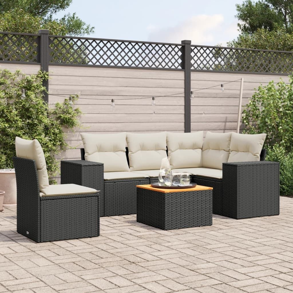 Maison Exclusive - 6-tlg. Garten-Sofagarnitur mit Kissen Schwarz Poly Rattan