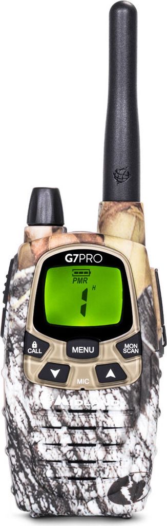 Midland G7 PRO Mimetic, Professioneller Mobilfunk (PMR), 69 Kanäle, 446.00625 - 446.09375MHz (PMR), 433.075 - 434.775MHz (LPD), 12000 m, LCD, AA