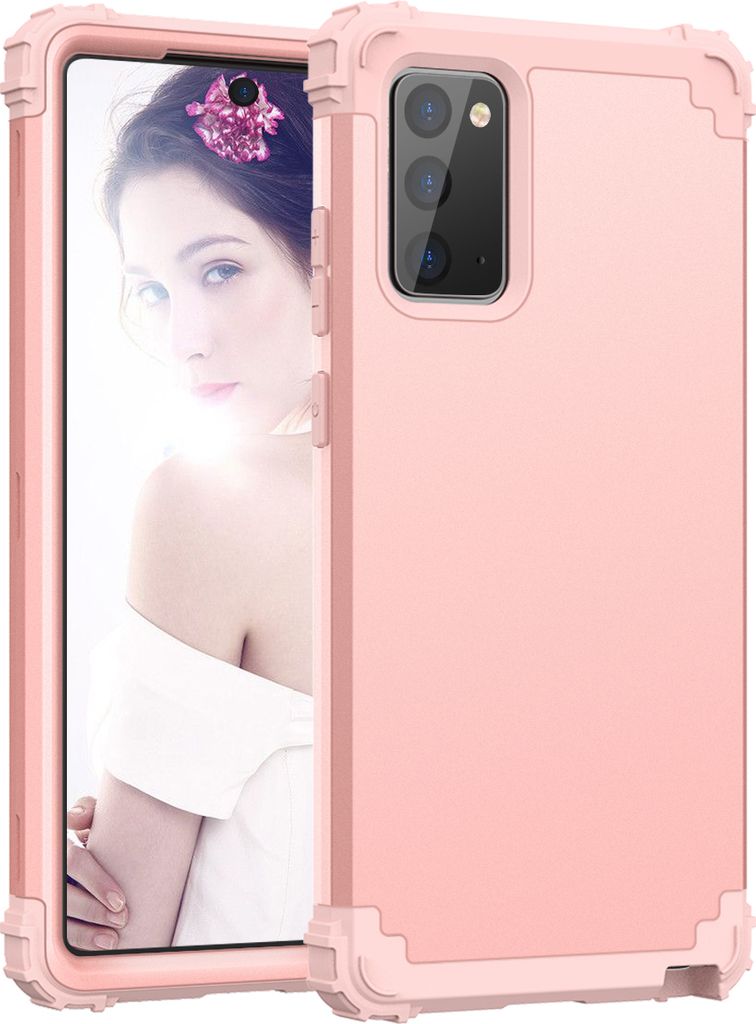 Galaxy Note 20 Hülle, 3 in 1 Hybrid PC TPU Stossfest Robust Schutzhülle für Samsung Galaxy Note 20 Roségold