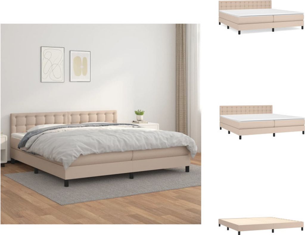 vidaXL Boxspringbett Matratze Cappuccino-Braun 200x200cm Kunstleder - Betten & Bettgestelle