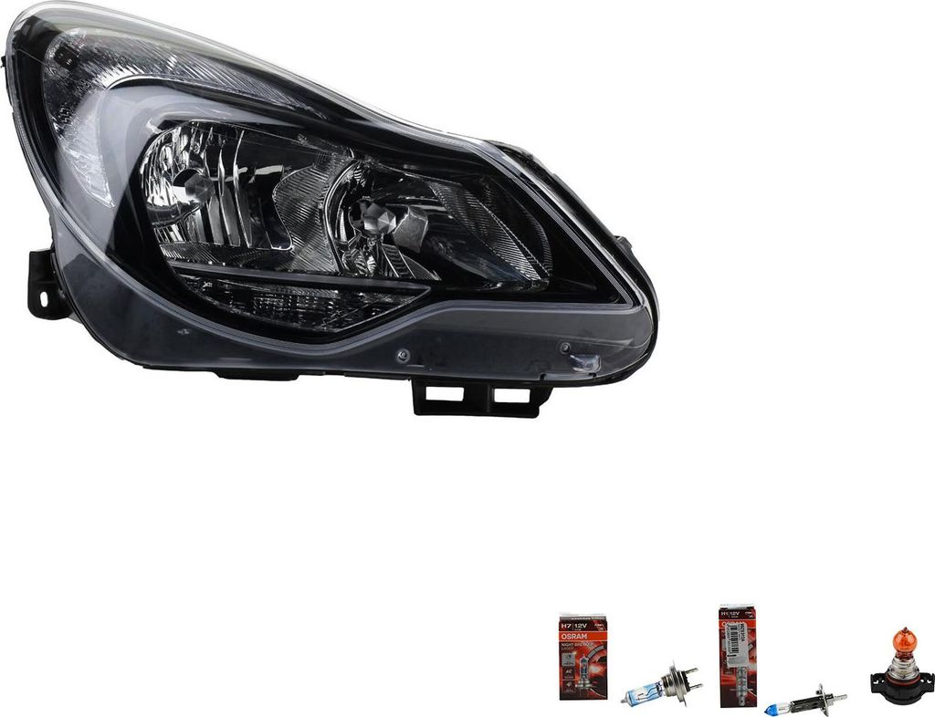 Johns, Scheinwerfer + Blinkersockel + Osram Night Breaker passend für Opel Corsa D Rec.