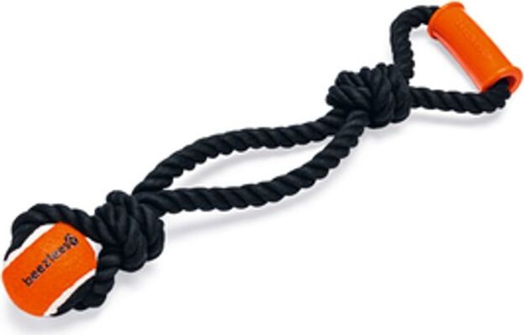 Beeztees Baumwolle T-Puller + Tennisball Ya – Schwarz – 50x13x6,3 cm