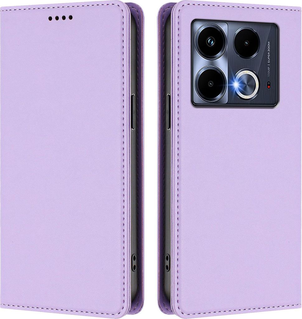 Handyhülle für Infinix Note 40 4G, Kunstleder Klapphülle Stoßfeste Magnetische Hülle mit Ständer Violett