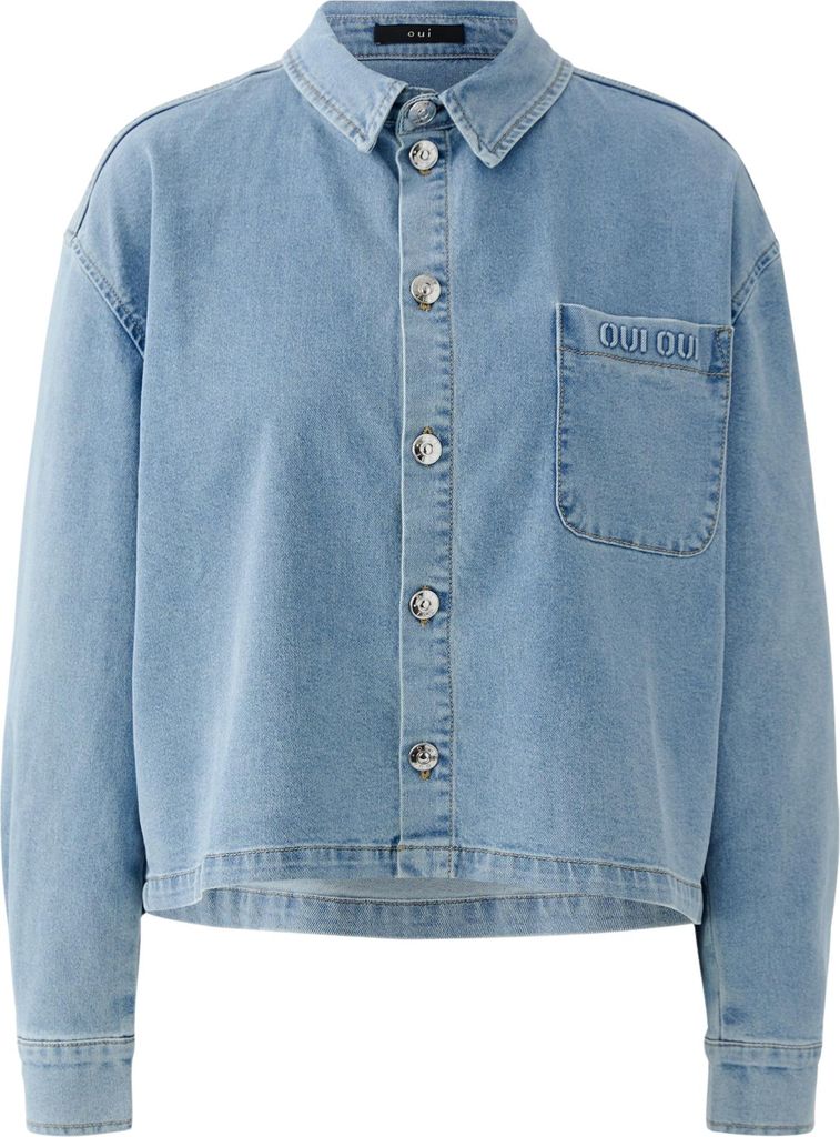 Oui Bluse Denim Oversized geschnitten Gr. 40
