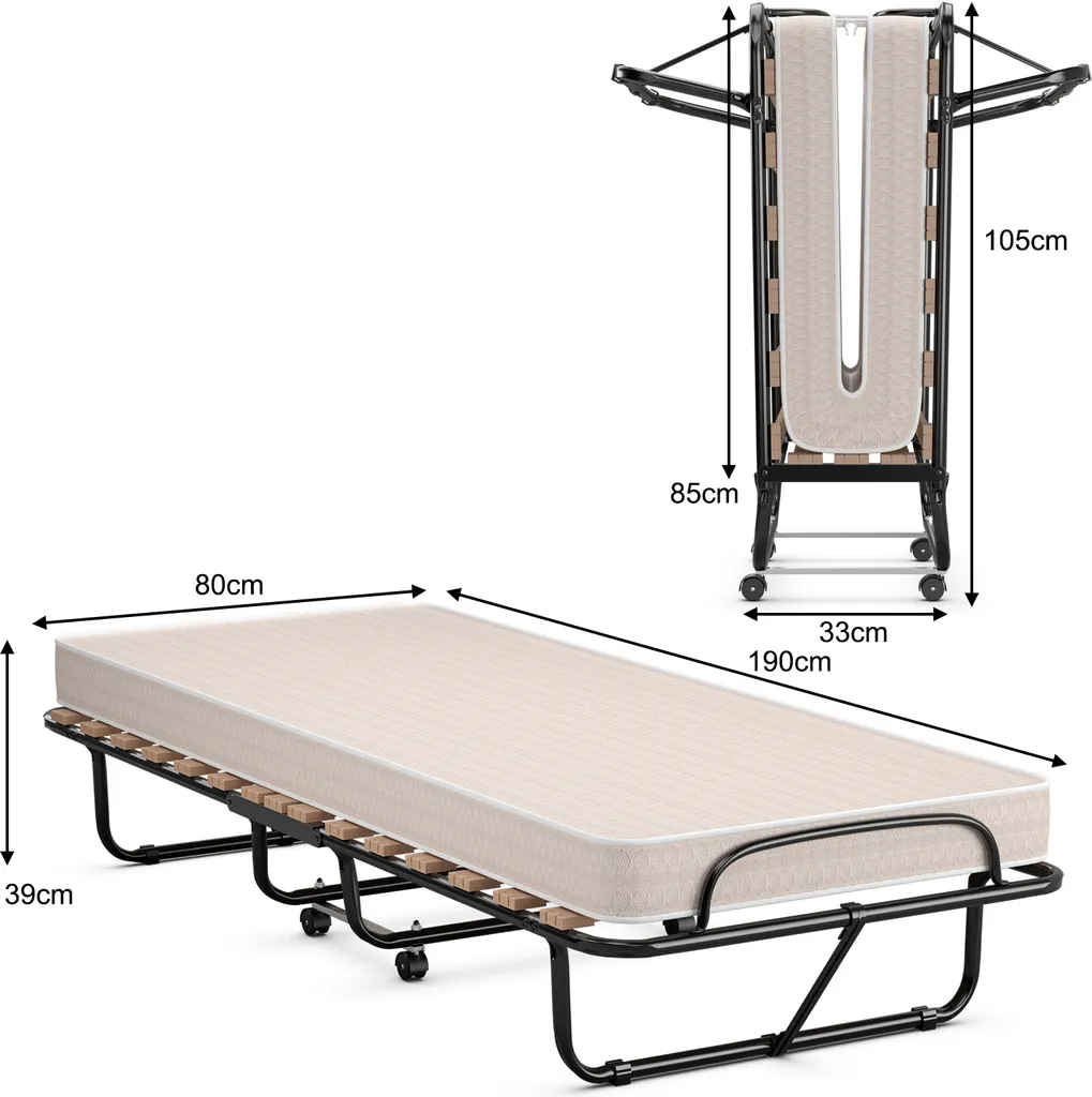 Lit d'appoint pliant 80x190cm : la solution gain de place pour invités - 6