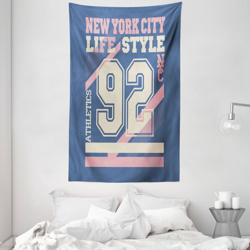 ABAKUHAUS Nummer Wandteppich und Tagesdecke, New York City Life Style aus Weiches Mikrofaser Stoff Waschbar ohne Verblassen Digitaldruck, 140 x 230...