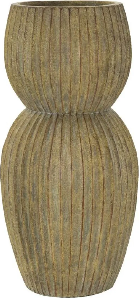 Vase Brise Mauro Ferretti Vert Olive en Relief 52,5 cm Style Moderne