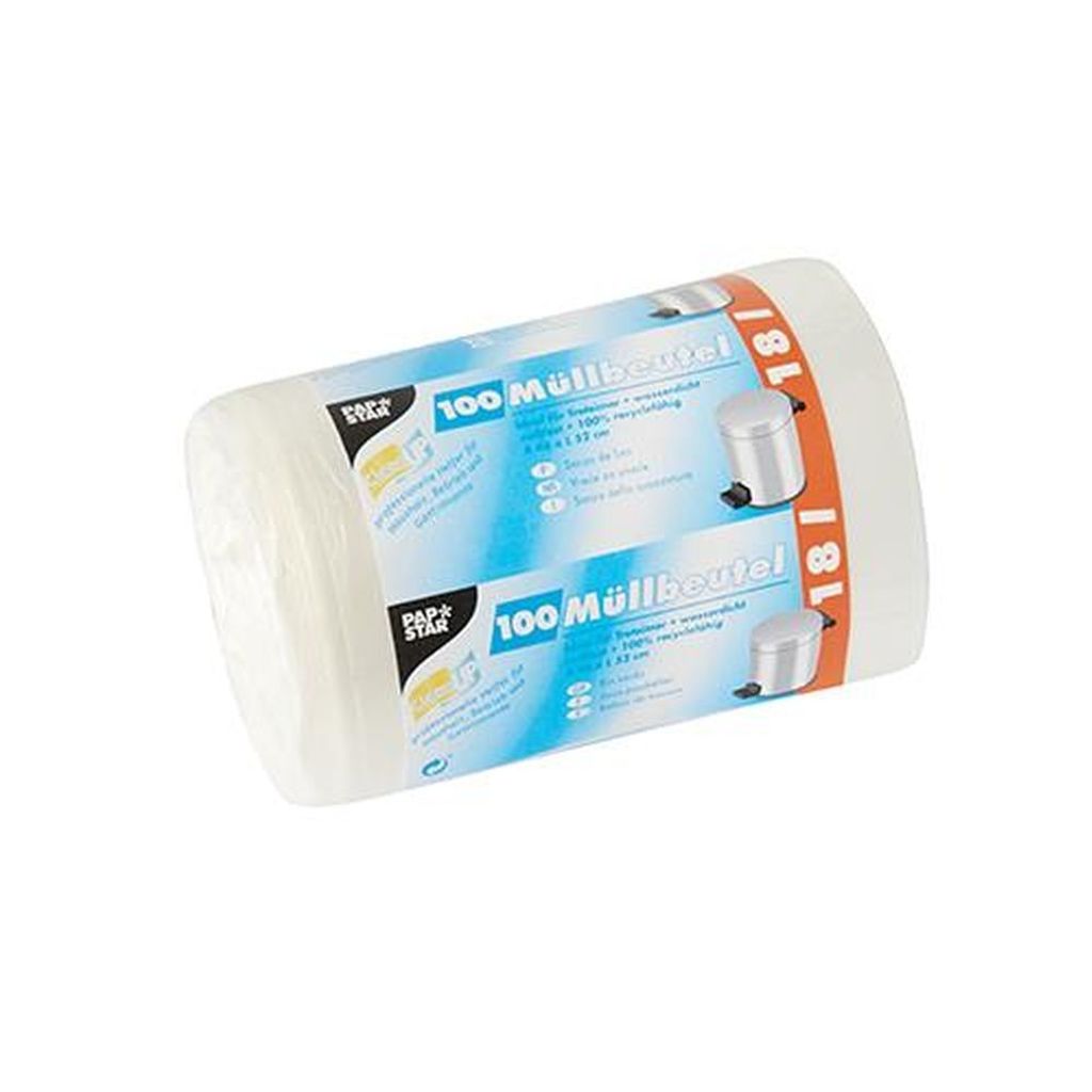 Papstar Müllbeutel, HDPE 18 l 52 cm x 46 cm weiß, 9 x 100 Stück