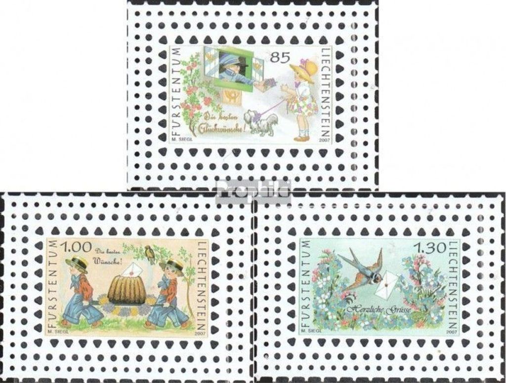 Briefmarken Liechtenstein 2007 Mi 1442-1444 (kompl.Ausg.) postfrisch Glückwunschkarten