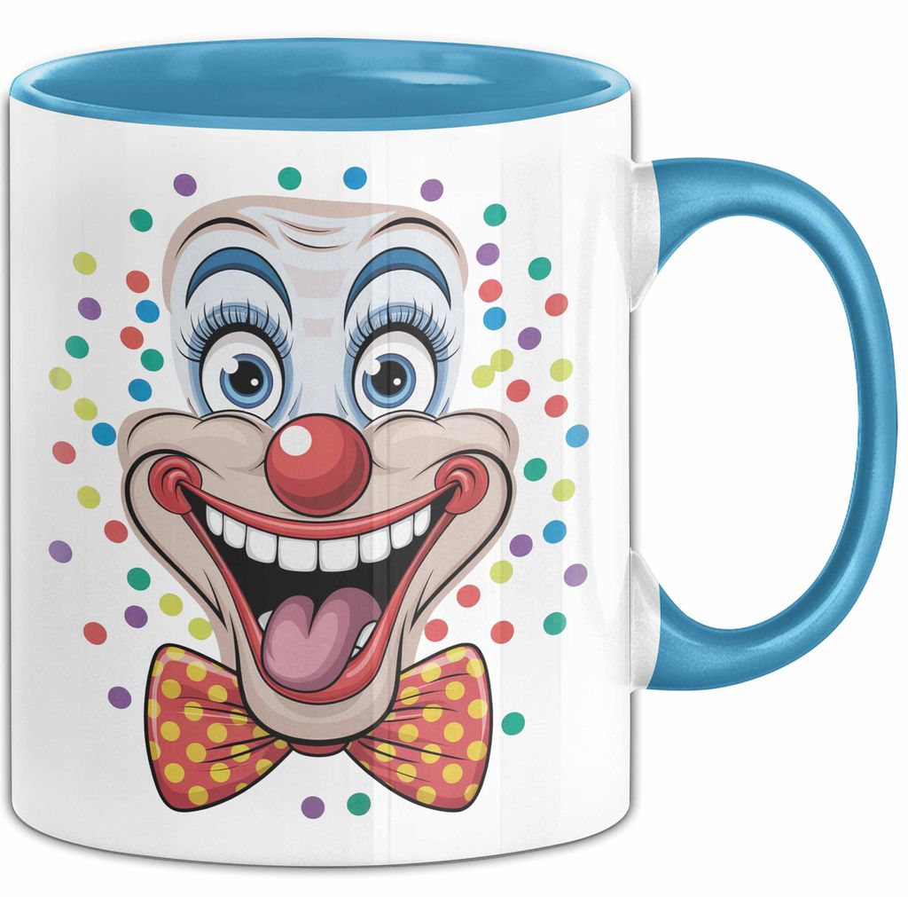 Zirkus Tasse Geschenk Lachender Clown Geschenkidee Künstler (Blau)