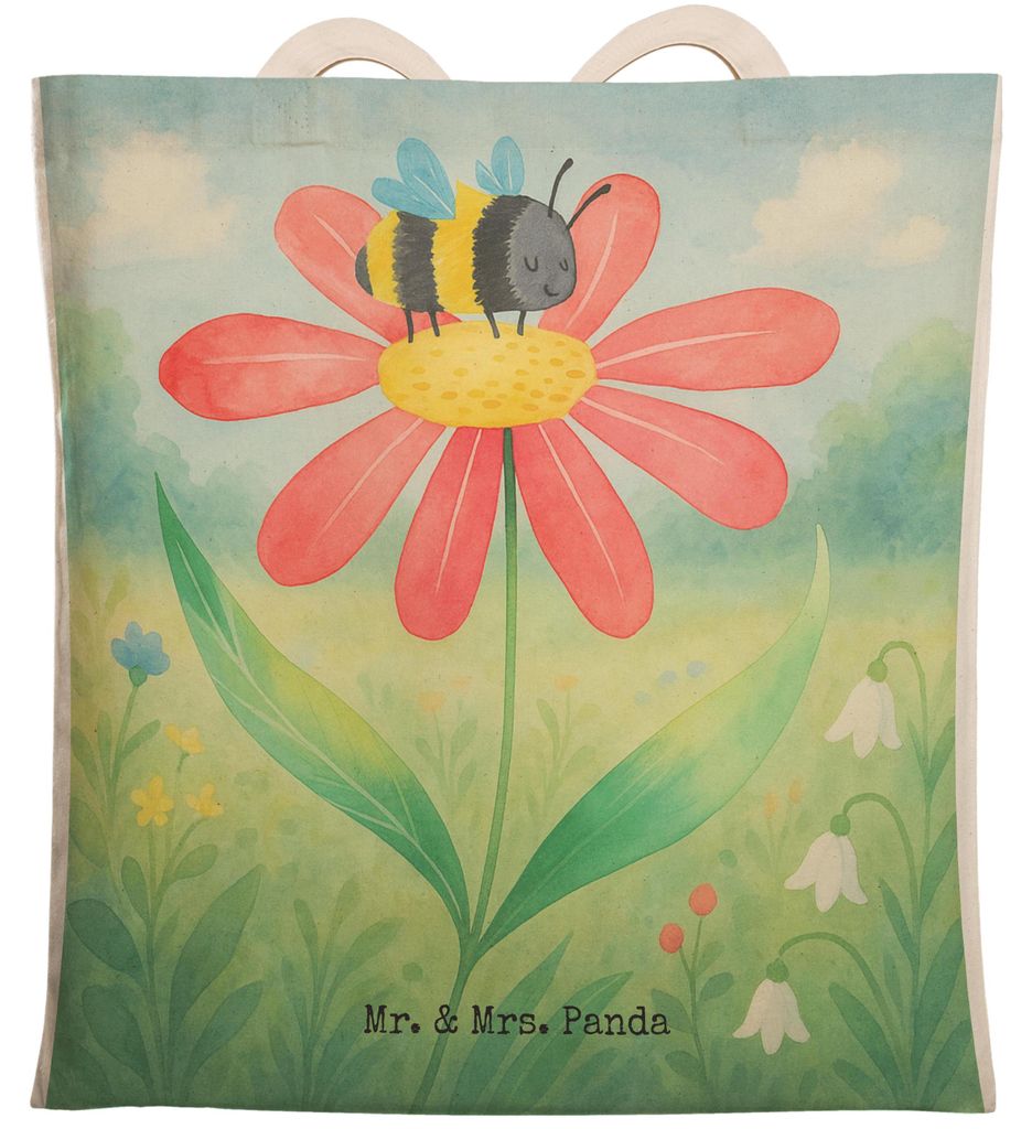 Mr. & Mrs. Panda Tote Bag Hummel Blume Design - Weiß - Geschenk, Tragetasche, Tasche, Beutel, Natur, Wespe, Lustige Sprüche, Stofftragetasche, Bi...