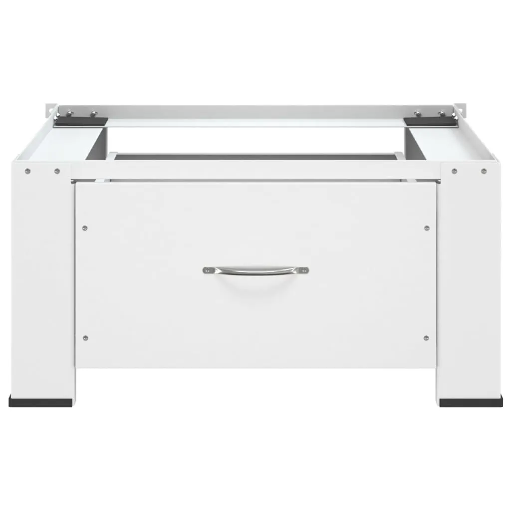 Support machine à laver surélevé blanc avec tiroir pour buanderie