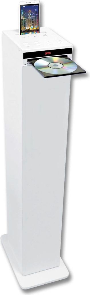 Inovalley HP32-CD-W CD-Kompaktanlage, 1 Lautsprecher, UKW-Radio, CD, MP3, Docking-Anschluss, USB, Bluetooth