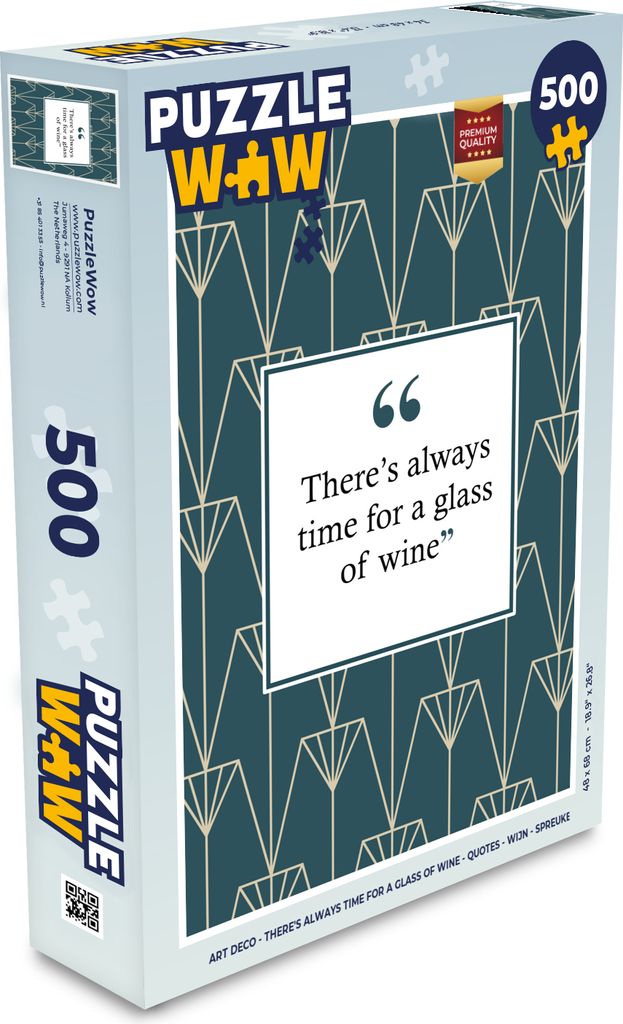 MuchoWow Puzzle 500 Teile Art deco - Es ist immer Zeit für ein Glas Wein - Zitate - Wein - Sprichwörter - Denken - Spiel - Toy