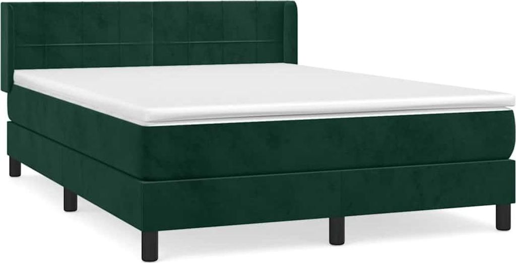 vidaXL Boxspringbett mit Matratze Dunkelgrün 140x200 cm Samt