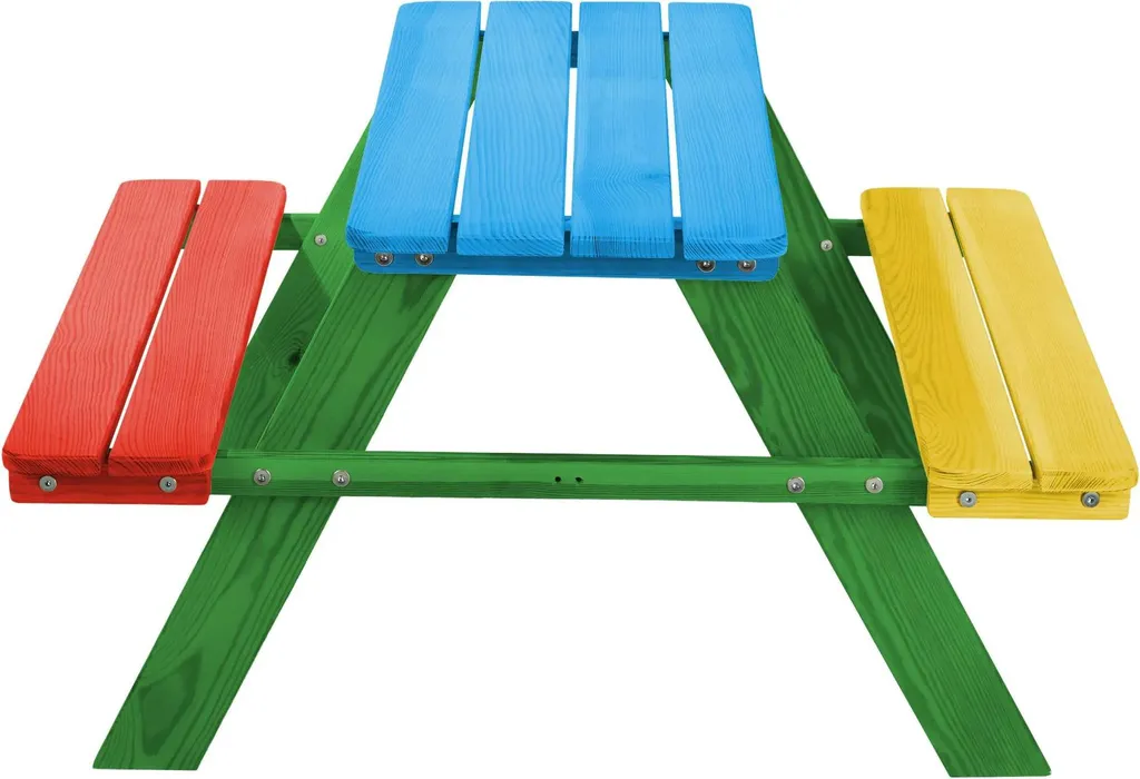 Mobilier de jardin enfant : Table et bancs en bois pour extérieur 90cm