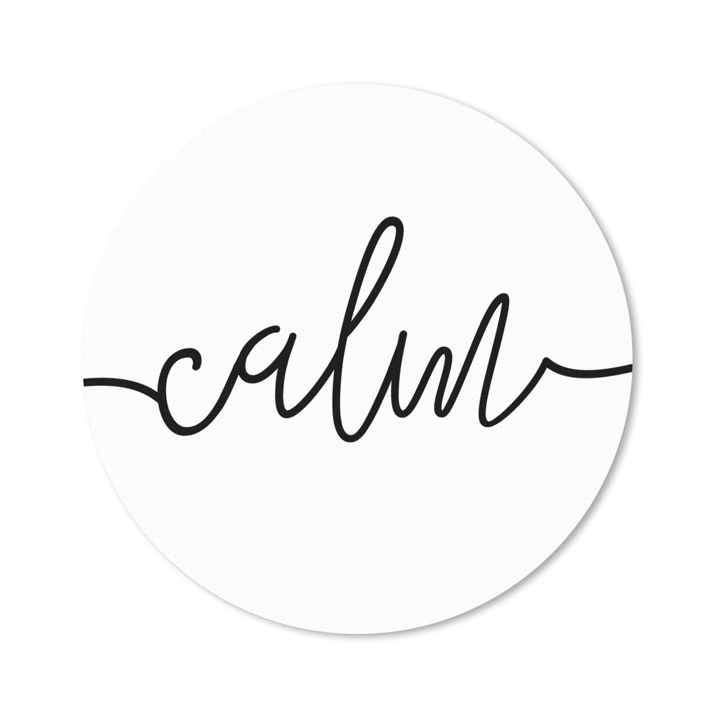 MuchoWow Mauspad Mousepad Zitate - 'Calm' - Sprichwort - Schwarz und weiß 50x50 cm - Mousepads - Maus Mat - Pad - Mausunterlage - Vinyl