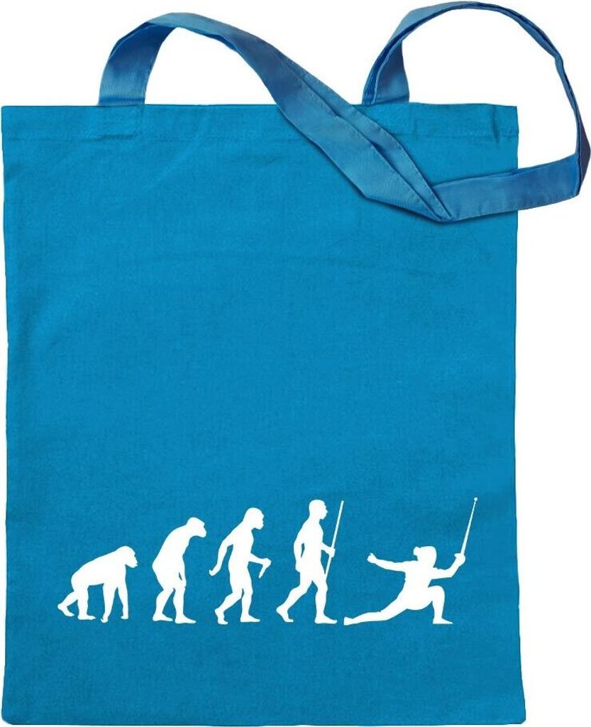 Kiwistar - Baumwolltasche - hellblau - Fechten Degen Evolution - Tragetasche Stoffbeutel Umhängetasche Langer Henkel