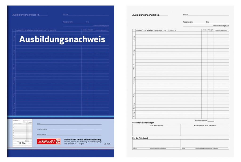 BRUNNEN Ausbildungsnachweis 104257001 DIN A4