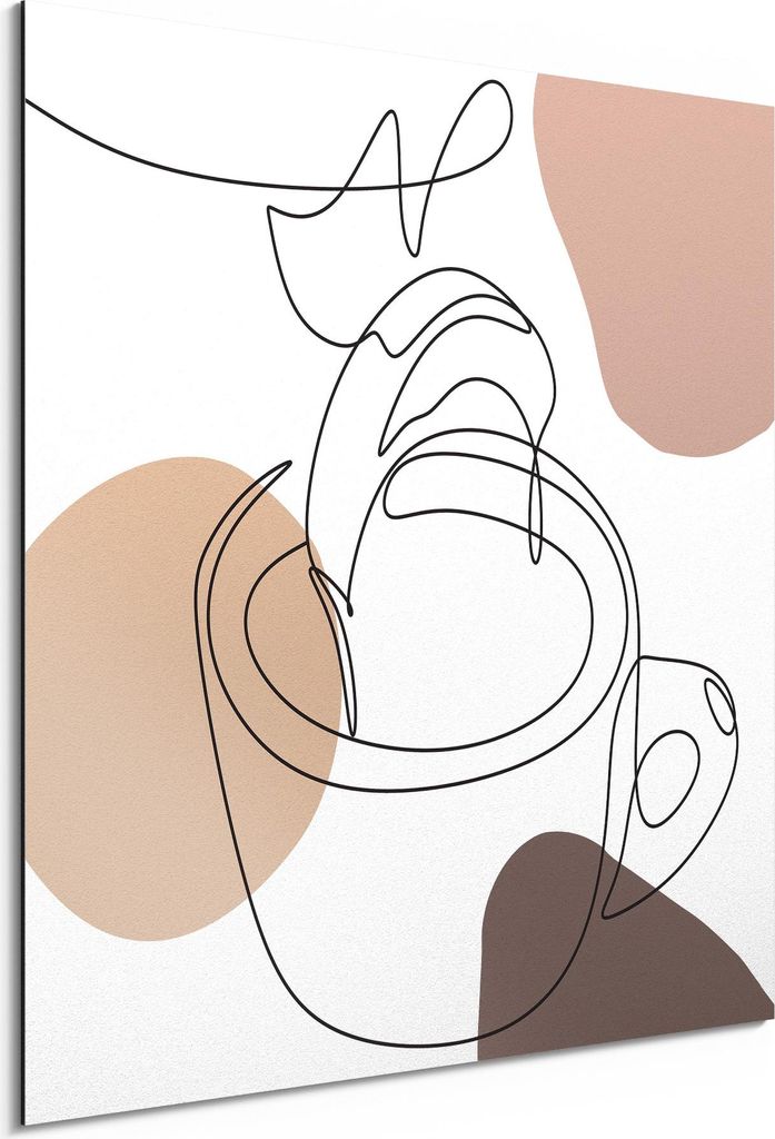 DEQORI Alu-Dibond Bild Weiß 50x50 cm 'Zarte Kaffeeliebe' Wandbild Metall dünn Design