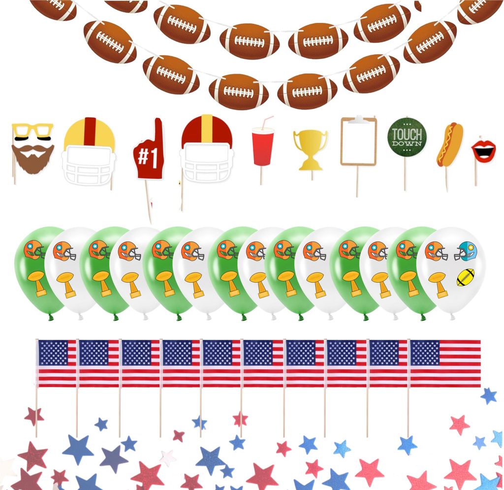XXL Super Bowl American Football Deko Set über 100 Teile Produktbild 