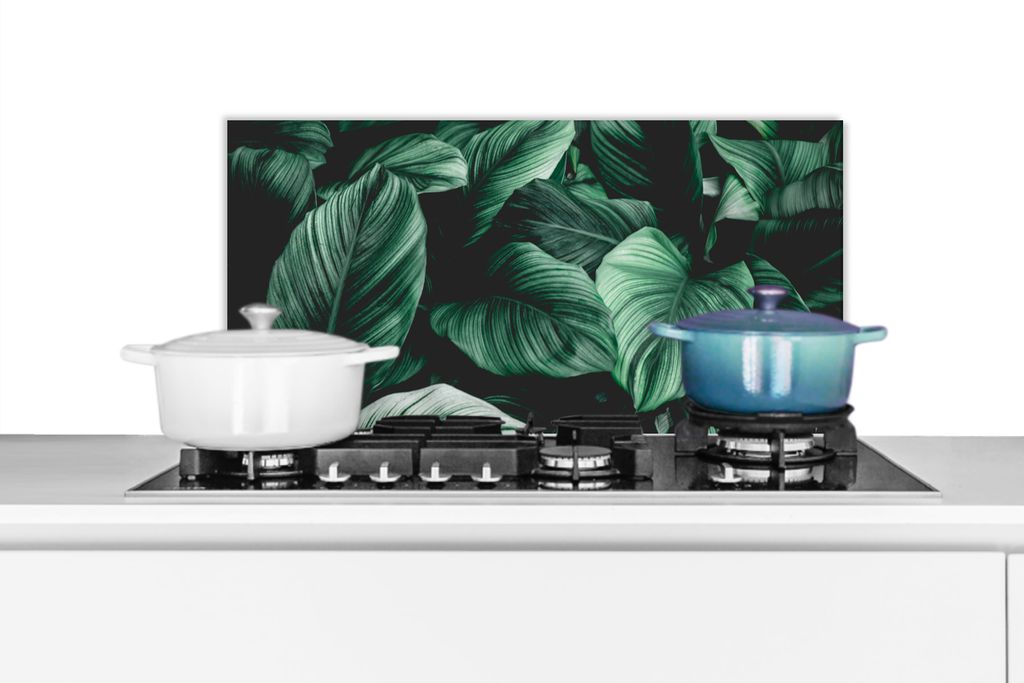 KitchenYeah Spritzschutz Küche - Küchenrückwand - Wandschutz für Herd und Spüle - Dschungel - Blätter - Tropisch - Pflanzen - Natur 70x30 -...