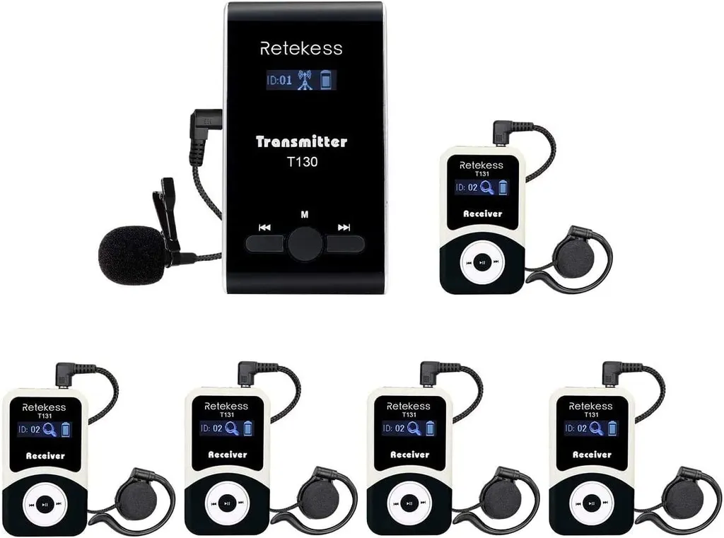 Système d'Audio Guide Longue Portée 60M Retekess T130 avec 5 Récepteurs