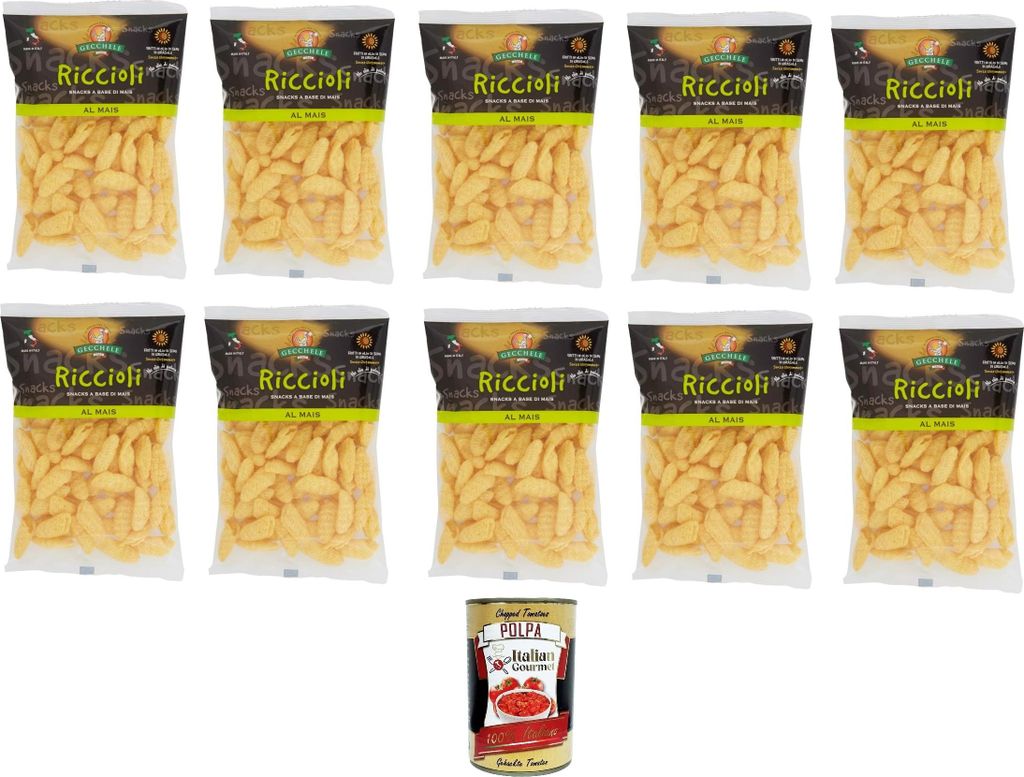 Gecchele Riccioli -snack a base di Mais Snack auf Maisbasis 10x100gr+ Italian Gourmet polpa 400g