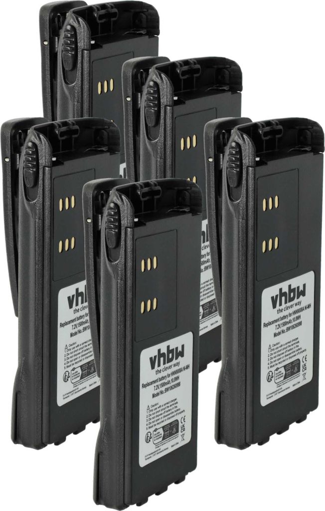 vhbw 5x Akku Ersatz für Motorola PMNN4157AR, PMNN4158, PMNN4045, PMNN4157 für Funkgerät, Walkie Talkie (1500 mAh, 7,2 V, NiMH) + Gürtelclip