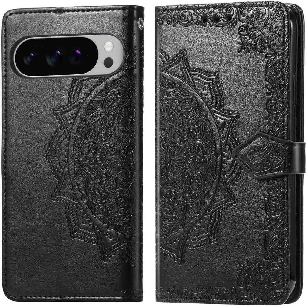 Per Google Pixel 9/9 Pro Embossed Farfalla Fiori Pelle Telefono Custodia Cover