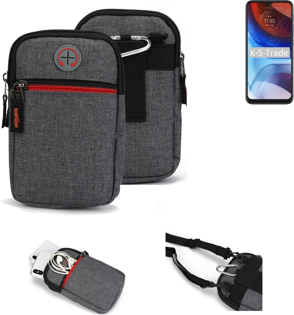 K-S-Trade Holster Gürteltasche kompatibel mit Motorola Moto E7i Power Handy Tasche Schutz Hülle grau Zusatzfächer 1x