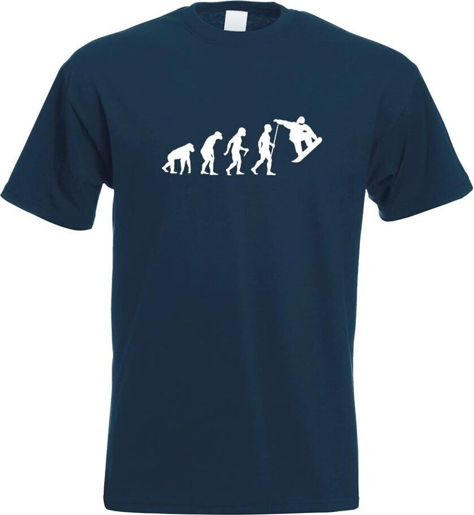 Kiwistar - T-Shirt - Navy - Snowboarding Evolution Motiv Bedruckt Funshirt Design Print - mit Motiv Bedruckt - Funshirt Design - Sport - Freizeit -...