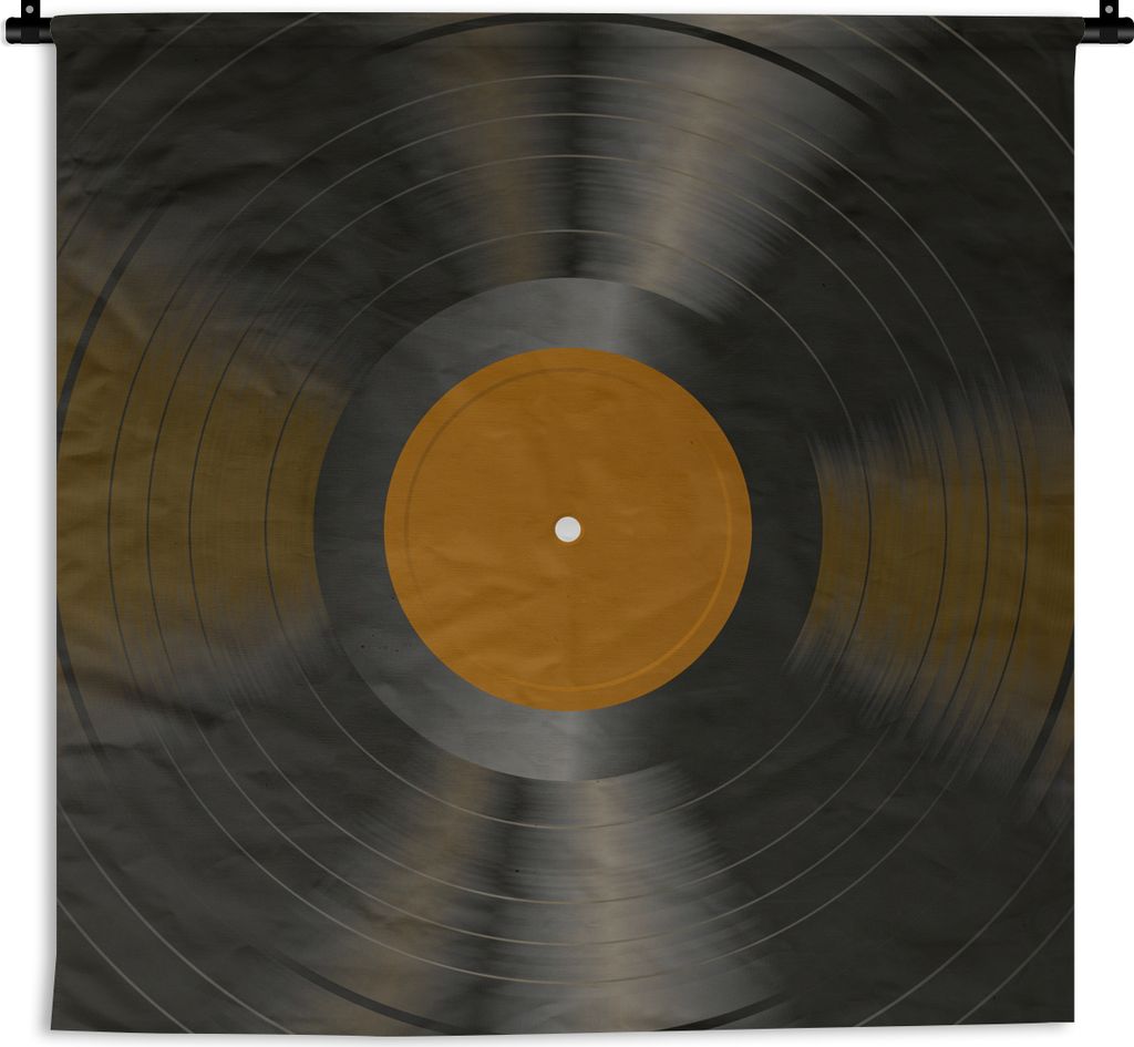 MuchoWow Wandteppich Wandbehang Vinyl - LP - Schallplatten - Braun 120x120 cm Tapisserie Dekoration Wandtuch - Modern - Baumwollgewebe