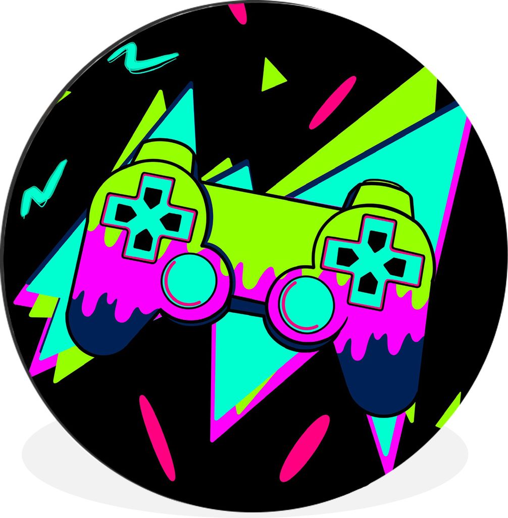 MuchoWow Aluminium Wandkreis Gaming - Controller - Schwarz Ø 90 cm Wanddeko Modern Wohnzimmer - Mauerkreis - Wandbilder - Runde Bild - Bild aus ...