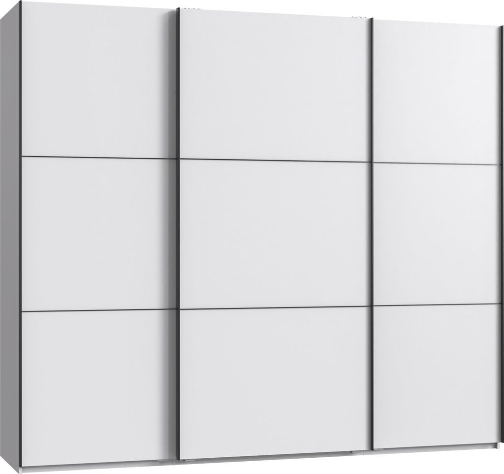 Schwebetürenschrank Kleiderschrank 3-türig 250 cm modern Vollausstattung in Weiß / 22010