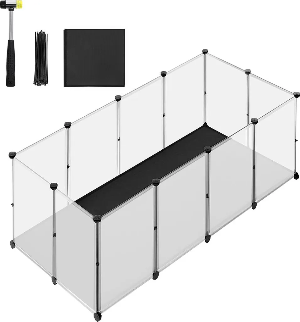 Espace de jeu pour rongeurs et lapins 145x73x57 cm dalles blanches