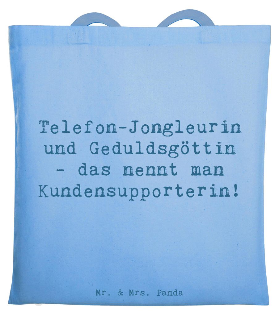 Mr. & Mrs. Panda Jutebeutel Spruch Meisterin Kundensupport - Sky Blue - Geschenk, Support, Geschenke für Berufstätige, Uni Tasche, dokumententasc...