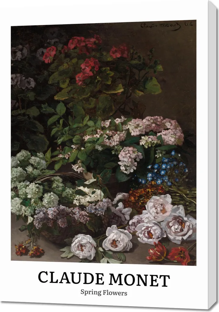 Tableau de Salon Vintage Monet Spring Flowers 70x100 cm Ambiance Zen